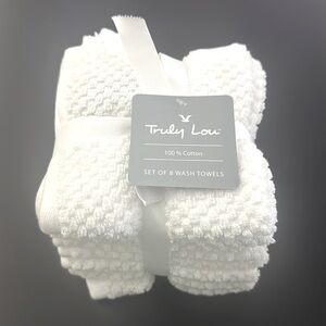 8pc TRULY LOU 100% Cotton Bath Wash Towel Set- White